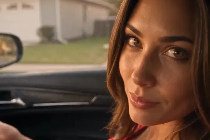 A frame from My Girlfriend's Mom Needs A Ride, a Candy AI Shorts series